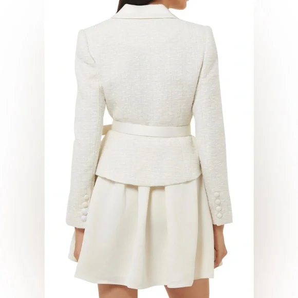 Self - Portrait Tailored Cream Color Boucle Mini Dress - Picture 2 of 16